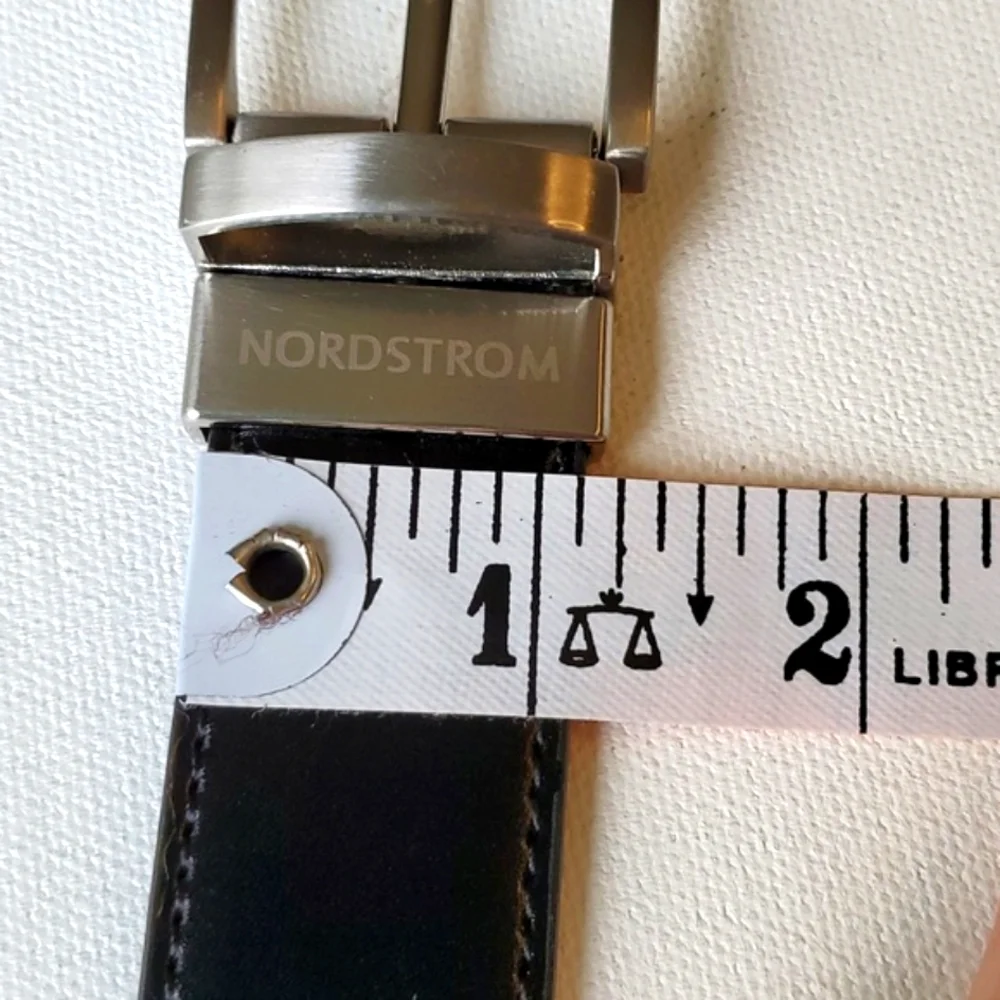 NORDSTROM Youth Reversible Black Brown Belt Silvertone Buckle Size 28